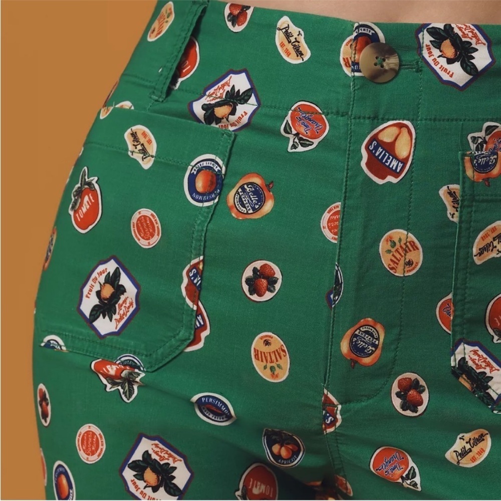 Anthropologie Colette Cropped Wide Leg Printed Pants Magic Fabric Sz 25 NWT - Picture 4 of 15